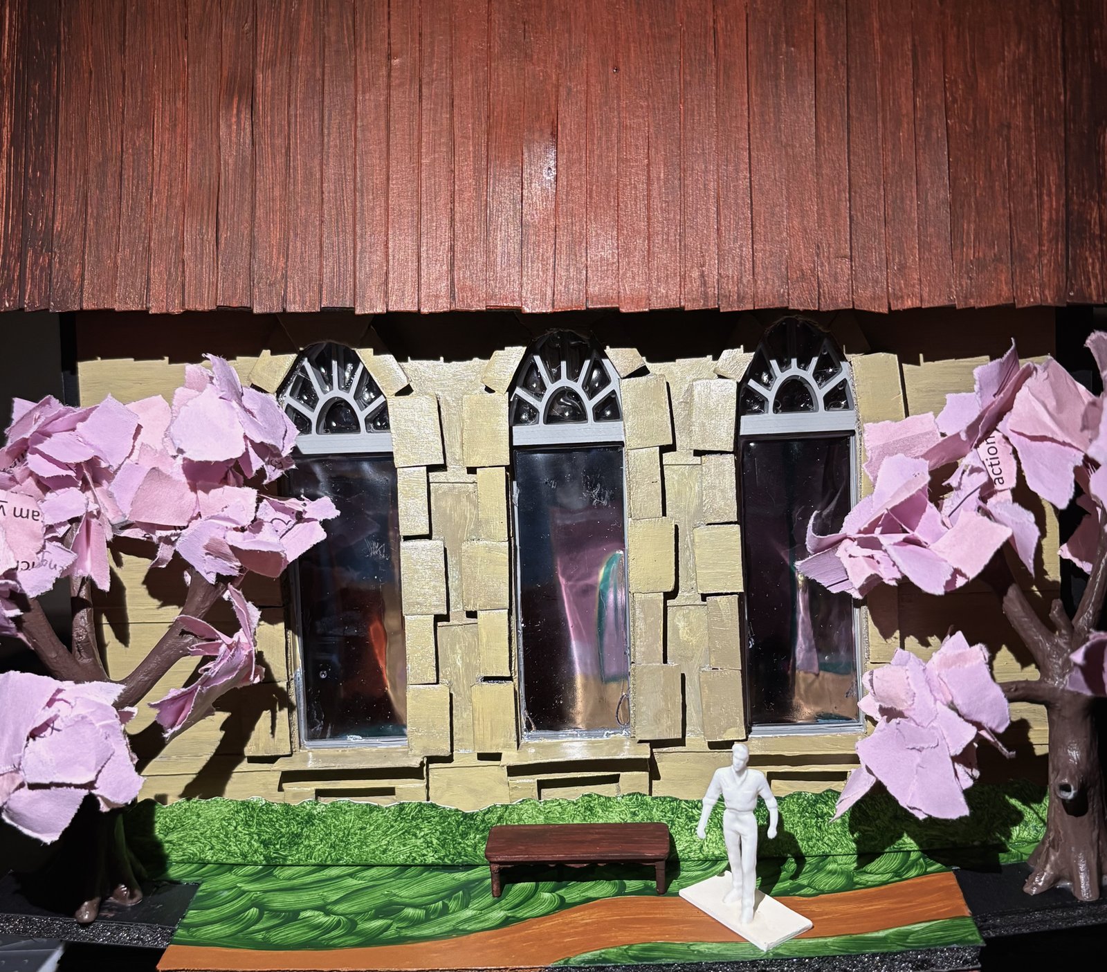 The Cherry Orchard exterior set model designed by Ollie Gibson