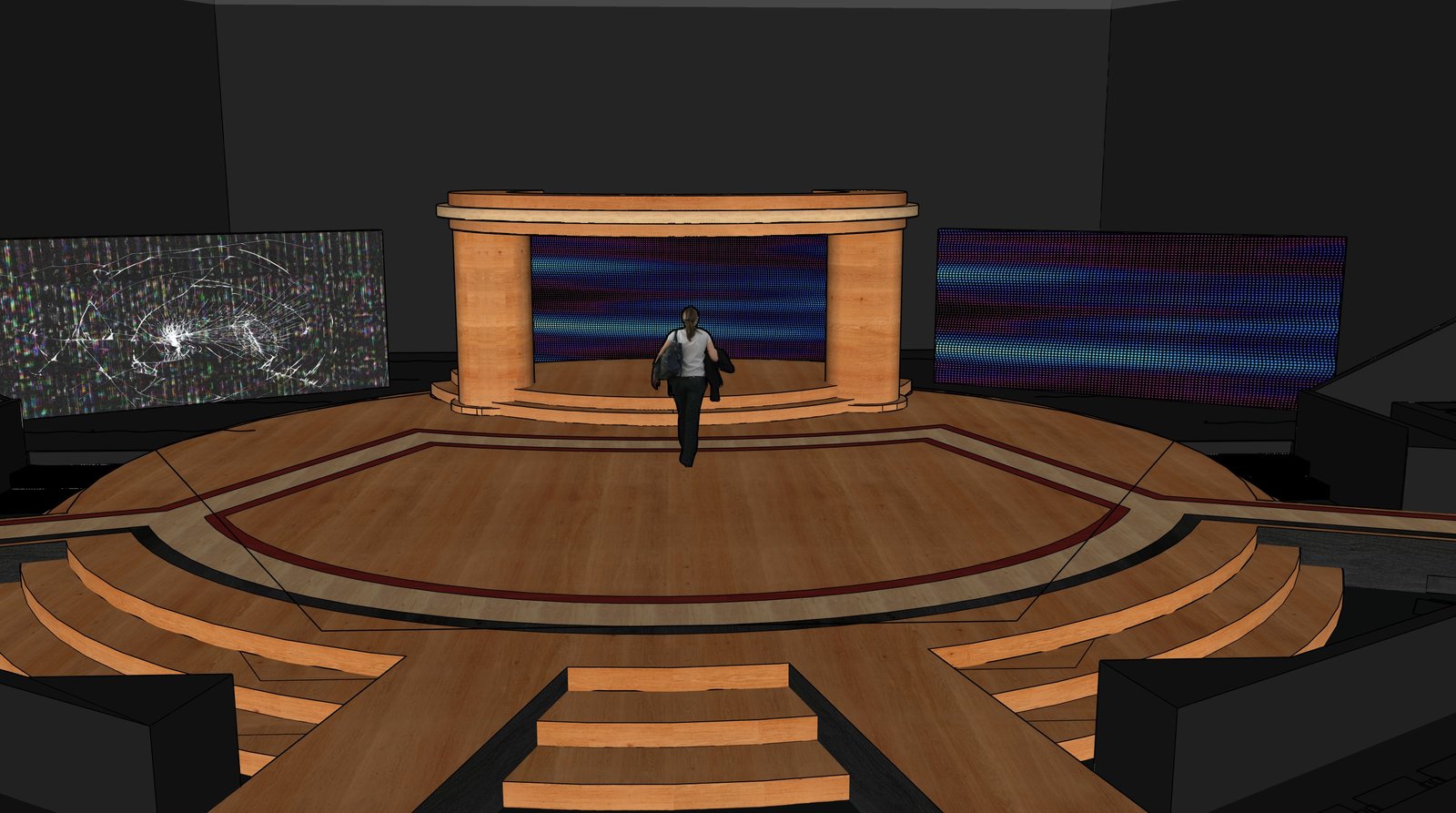 Portrait of Dora set rendering designed by Ollie Gibson