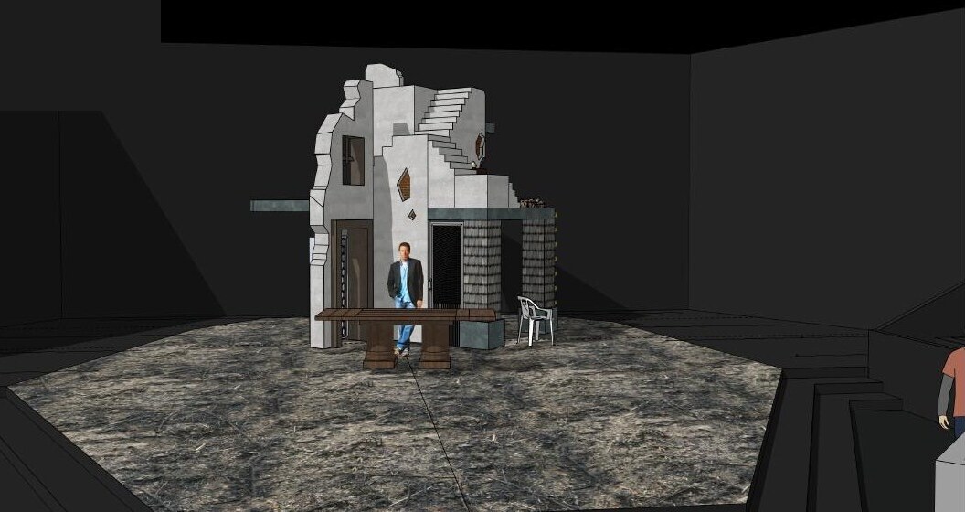 Macbeth 3D set rendering designed by Ollie Gibson