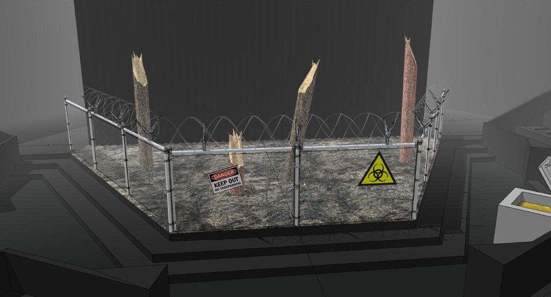 Macbeth 3D set rendering designed by Ollie Gibson