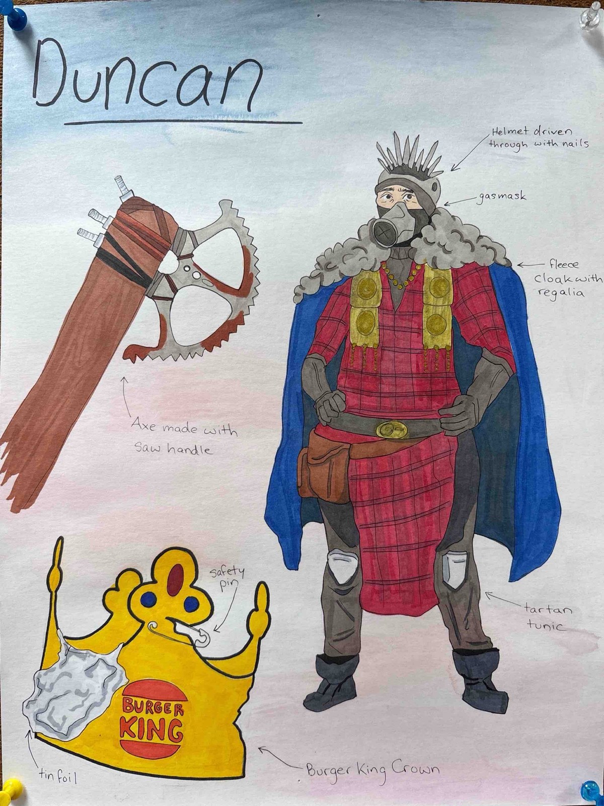 Duncan costume rendering by Ollie Gibson for Macbeth